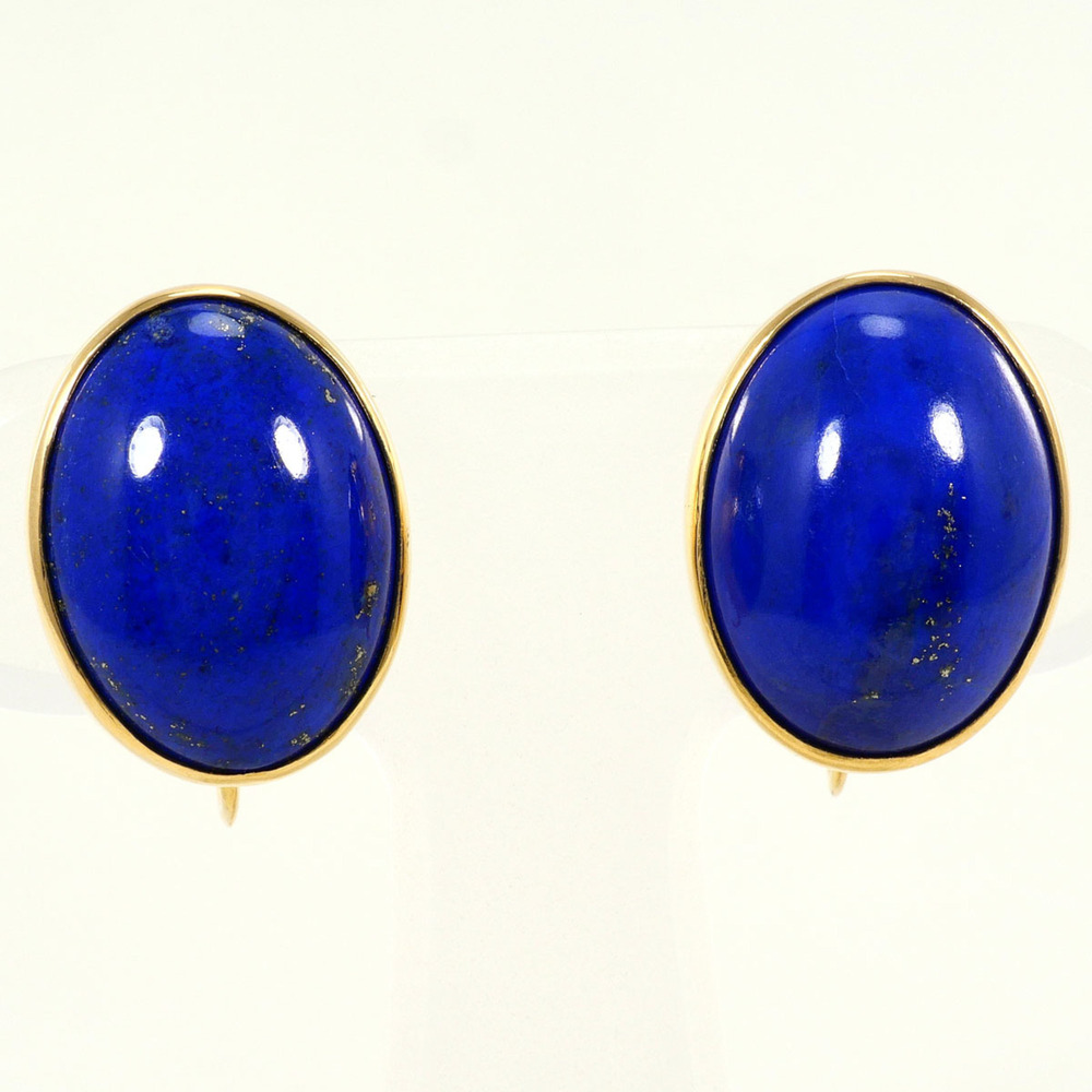 VINTAGE 18k Gold Lapis Earrings